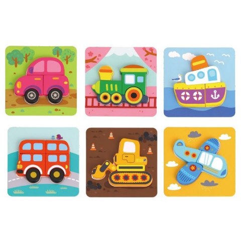 WOOPIE GREEN Układanka Drewniana Klocki Pojazdy Montessori