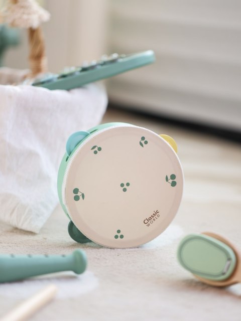 CLASSIC WORLD Drewniany Zestaw Instrumentów Muzycznych Flet Tamburyn Kastaniet Cymbałki