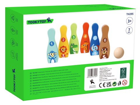 TOOKY TOY Drewniane Kręgle dla Dzieci 6 szt. + Piłka