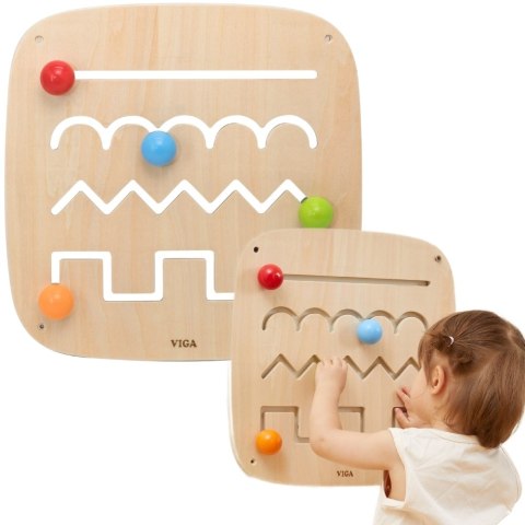 VIGA Drewniana Tablica Manipulacyjna Sensoryczna Labirynt