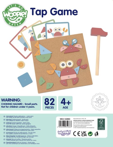 Drewniana Przybijanka z Młotkiem Układanka 20 wzorów 82 el.