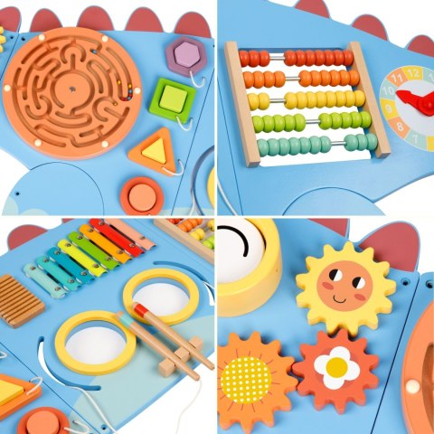 WOOPIE GREEN Drewniana Ścienna Tablica Manipulacyjna Dinozaur Montessori FSC