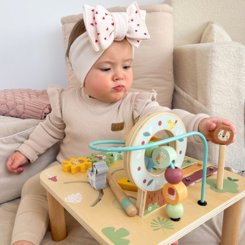 WOOPIE GREEN Drewniany Stolik Edukacyjny Muzyczny Labirynt Sensoryczny 5W1