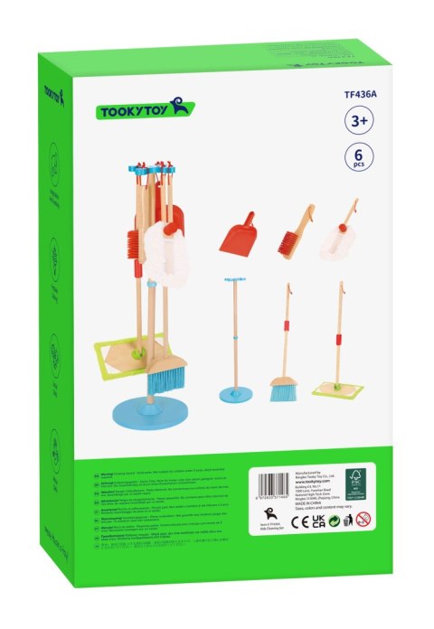 TOOKY TOY Drewniany Zestaw do Sprzątania dla Dzieci 6 el.