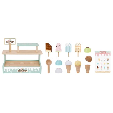 WOOPIE GREEN Drewniana Lodziarnia Sklepik Zestaw z Lodami Stragan 16 EL