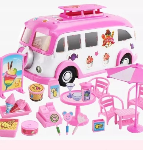 Kamper Lodziarnia dla Lalek - Food Truck, Mini Kawiarnia z Akcesoriami