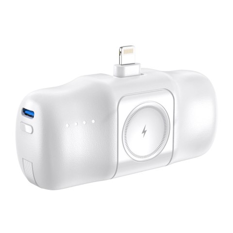 Mini powerbank 5000mAh 15W iPhone Lightning i ładowarką do Apple Watch - biały