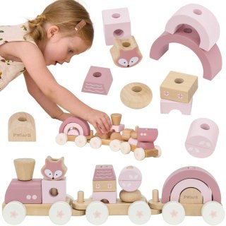 VIGA PolarB Różowa Kolejka Pociąg z Wagonikami Klocki