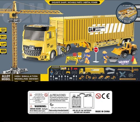 WOOPIE Samochód Ciężarowy 6w1 Zestaw Budowy Dźwig Resoraki Akcesoria