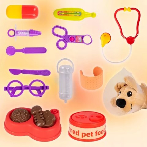 Zestaw Mały Weterynarz - Pluszowy Piesek z Budą i Akcesoriami Lekarskimi