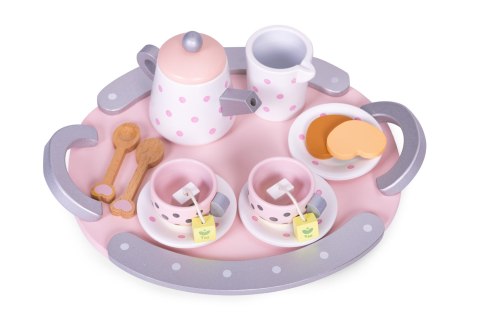 DREWNIANY ZESTAW DO HERBATY FILIŻANKI CZAJNIK 15 ELEMENTÓW ECOTOYS