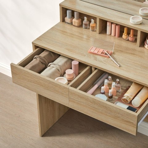 DUŻA TOALETKA KOSMETYCZNA LUSTRO OŚWIETLENIE LED SZUFLADY DĄB SONOMA