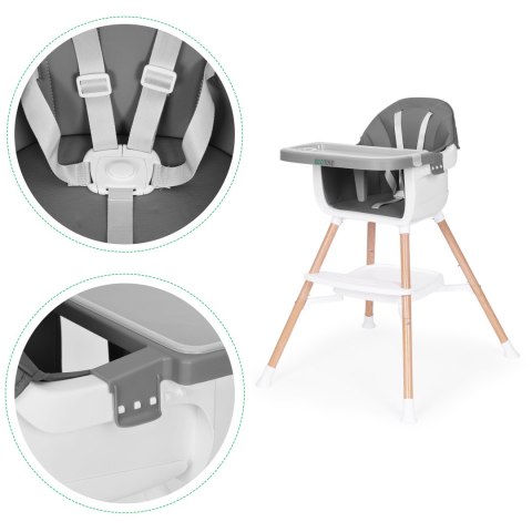 FOTELIK KRZESEŁKO DO KARMIENIA DZIECI 2W1 SZARY ECOTOYS