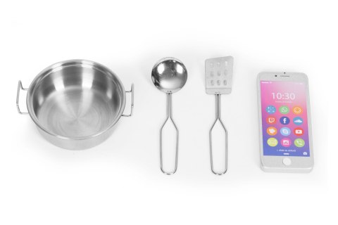 KUCHNIA DLA DZIECI Z DŹWIĘKIEM I LED TABLICA KREDOWA METALOWE AKCESORIA MDF +3 LATA ECOTOYS