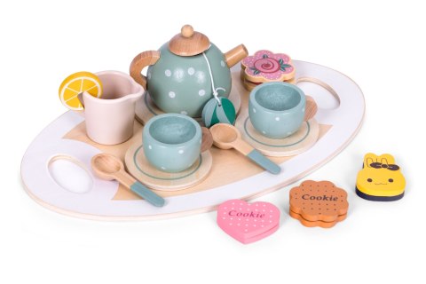 SERWIS DO HERBATY KAWY Z CIASTKAMI FILIŻANKI DZBANEK TACKA PATERA ECOTOYS