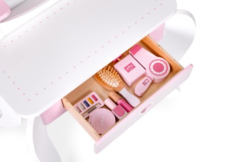 TOALETKA DZIECIĘCA ZABAWKOWA DUŻA Z LUSTREM TABORECIKIEM 7 DODATKÓW ECOTOYS