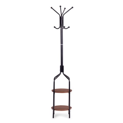 WIESZAK STOJĄCY Z PÓŁKAMI 8 HACZYKÓW 180 CM METAL CZARNY MODERNHOME