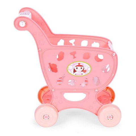 WÓZEK NA ZAKUPY SKLEPOWY DO SUPERMARKETU KUCHNI 18 AKCESORIÓW RÓŻOWY