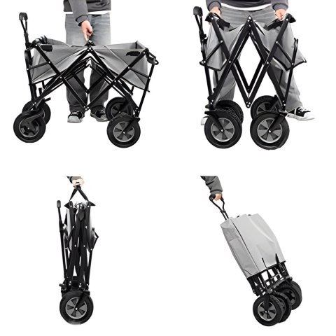 WÓZEK TRANSPORTOWY SKŁADANY DUŻY WÓZEK OGRODOWY PLAŻOWY CZERWONY 47X105 CM MULTIGARDEN