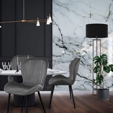 ZESTAW 4 KRZESEŁ DO SALONU JADALNI NOWOCZESNE KRZESŁO SZARY WELUR MODERNHOME