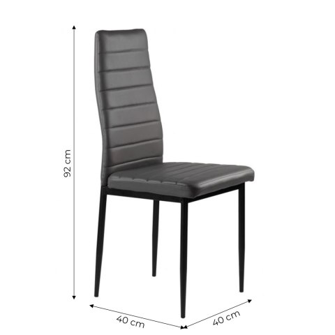 ZESTAW 4 KRZESEŁ DO SALONU JADALNI Z EKOSKÓRY WYPROFILOWANE OPARCIE SZARE