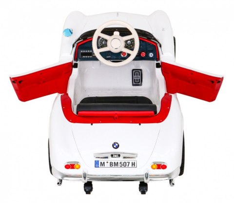 Autko BMW 507 Retro elektryczne dla dzieci Biały roadster