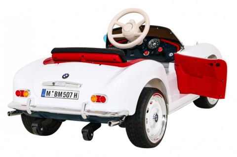 Autko BMW 507 Retro elektryczne dla dzieci Biały roadster