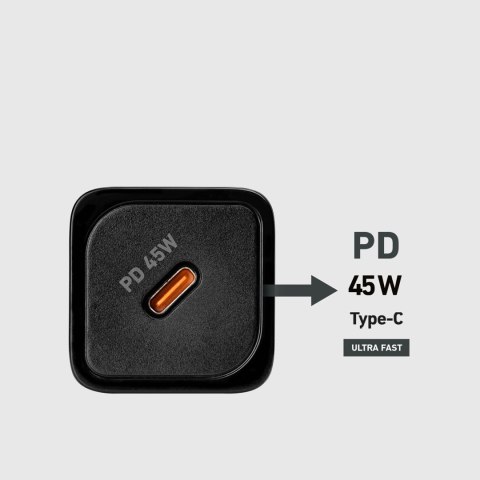 Ładowarka sieciowa Power Delivery GaN USB-C 45W - czarna