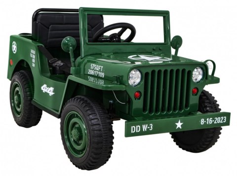 Autko Wojskowe Retro dla dzieci Zielony + Napęd 4x4 + Pilot + 2 Bagażniki