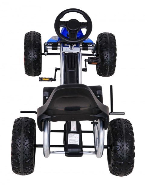 Duży Gokart Strong na pedały dla dzieci Niebieski + Obciążenie 100 kg + Koła EVA + Hamulec ręczny + Sportowy fotel