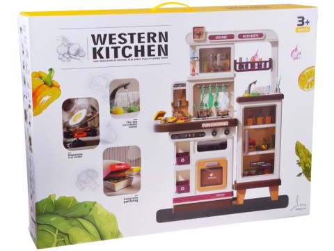 Interaktywna brązowa kuchnia dla dzieci+efekty: światło dźwięk para ZA5765