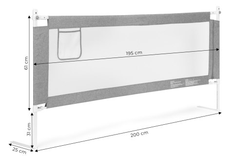 BARIERKA OCHRONNA NA ŁÓŻKO 200 CM OSŁONA ZABEZPIECZENIE DLA DZIECI ECOTOYS
