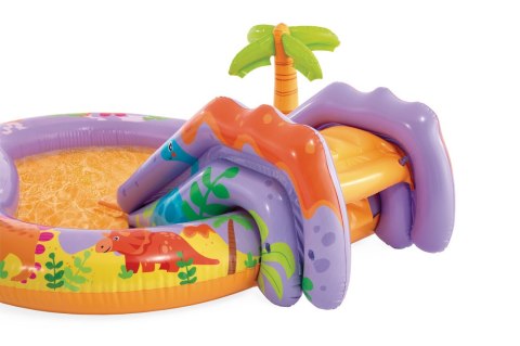 BASEN DMUCHANY DLA DZIECI WODNY PLAC ZABAW 201X157X69 CM ZJEŻDŻALNIA FONTANNA DINOZAUR INTEX 56139