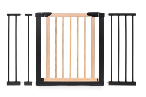 BRAMKA BARIERKA ZABEZPIECZAJĄCA 74-130 CM NA SCHODY I DRZWI METAL DREWNO DODATKOWE PANELE