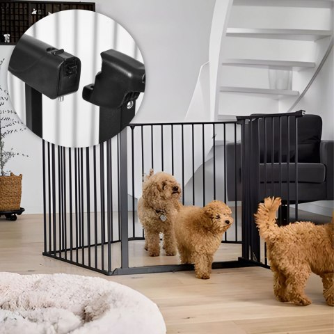 BRAMKA KOJEC BARIERKA OCHRONNA DLA DZIECI I ZWIERZĄT 5 PANELI 60 CM METAL CZARNY ECOTOYS