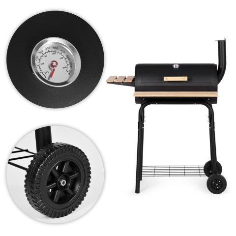 DUŻY GRILL OGRODOWY Z TERMOMETREM KOMIN 3 PÓŁKI KOŁA MULTIGARDEN