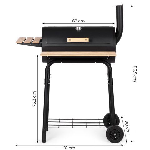 DUŻY GRILL OGRODOWY Z TERMOMETREM KOMIN 3 PÓŁKI KOŁA MULTIGARDEN