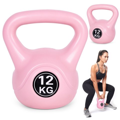 KETTLEBELL KETTLE 12 KG DO ĆWICZEŃ HANTLA KULA ODWAŻNIK OBCIĄŻENIE CIĘŻAR FITNESS RÓŻOWY MODERNHOME