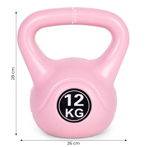 KETTLEBELL KETTLE 12 KG DO ĆWICZEŃ HANTLA KULA ODWAŻNIK OBCIĄŻENIE CIĘŻAR FITNESS RÓŻOWY MODERNHOME