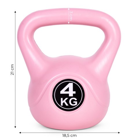 KETTLEBELL KETTLE 4 KG DO ĆWICZEŃ HANTLA KULA ODWAŻNIK OBCIĄŻENIE CIĘŻAR FITNESS RÓŻOWY MODERNHOME