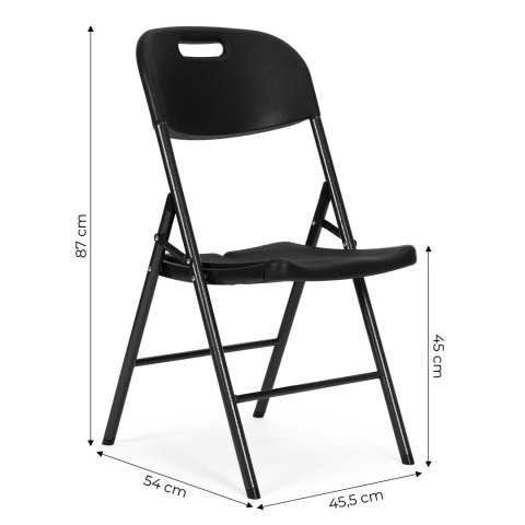 KOMPLET 2 KRZESEŁ SKŁADANYCH ZESTAW CATERINGOWY METAL HDPE CZARNE MODERNHOME