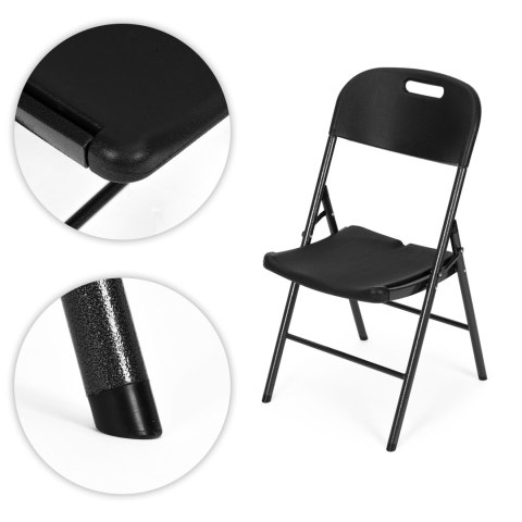 KOMPLET 2 KRZESEŁ SKŁADANYCH ZESTAW CATERINGOWY METAL HDPE CZARNE MODERNHOME