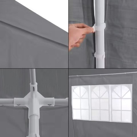 NAMIOT PAWILON OGRODOWY HANDLOWY 3X6 M 6 ŚCIANEK SZARY MULTIGARDEN