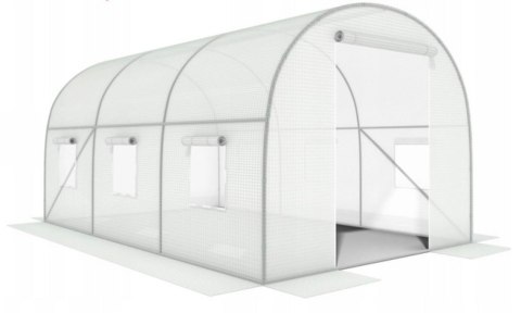 SZKLARNIA TUNEL OGRODOWY 3X2X2 M FOLIOWY WIELOSEZONOWY METALOWY STELAŻ BIAŁA FOLIA 2 WEJŚCIA