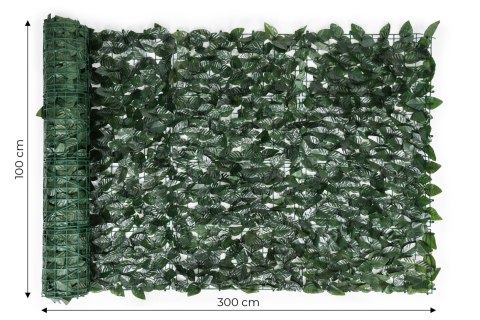 SZTUCZNY BLUSZCZ ŻYWOPŁOT 300X100 CM ZIELONA OSŁONA NA BALKON MASKUJĄCA