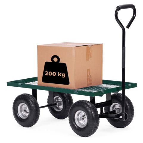 WÓZEK TRANSPORTOWY OGRODOWY 200 KG OTWIERANE BURTY DUŻE POMPOWANE KOŁA MULTIGARDEN