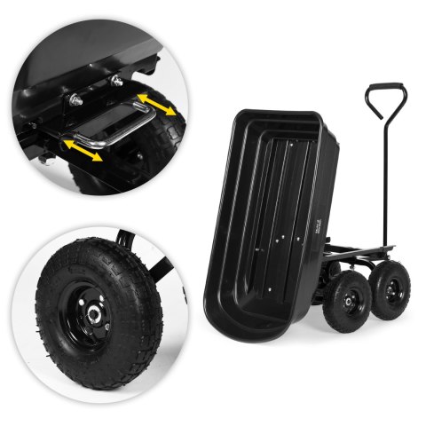 WÓZEK TRANSPORTOWY OGRODOWY TACZKA WYWROTKA 75L 200 KG DUŻE POMPOWANE KOŁA MULTIGARDEN