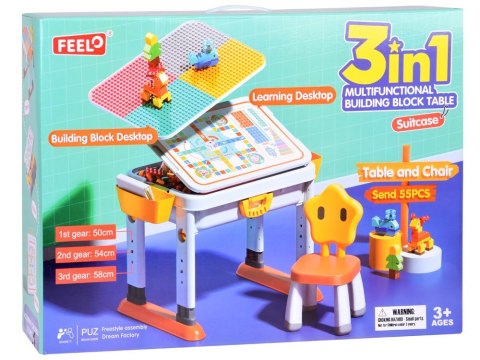 Regulowany Stolik 3w1 Dwustronny blat Zestaw do budowania klocków ZA5160