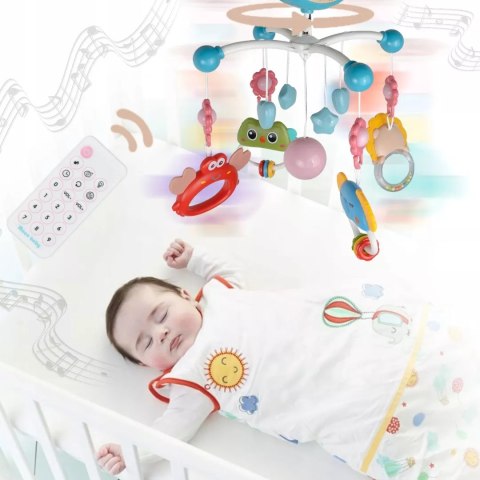 Karuzelka do łóżeczka z pozytywką projektorem pilot timer 360° obrotowa