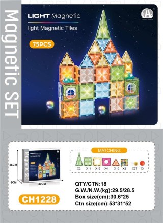 Zestaw Klocków Magnetycznych 3D z Podświetleniem 75el.